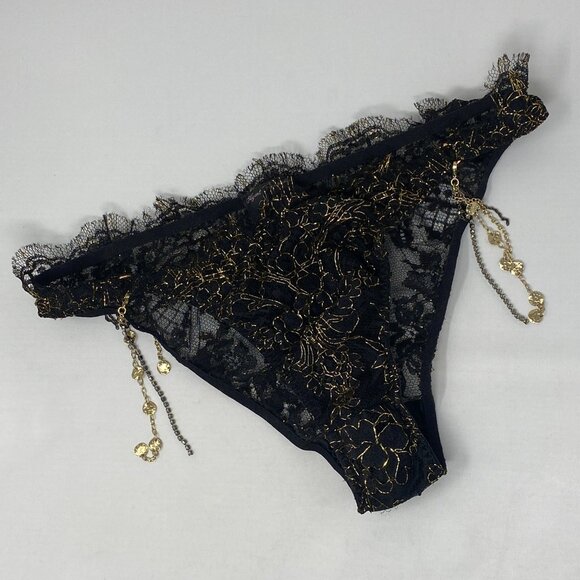 Agent Provocateur Gayle Black Gold Brief AP2 Small SOIREE - Picture 1 of 12